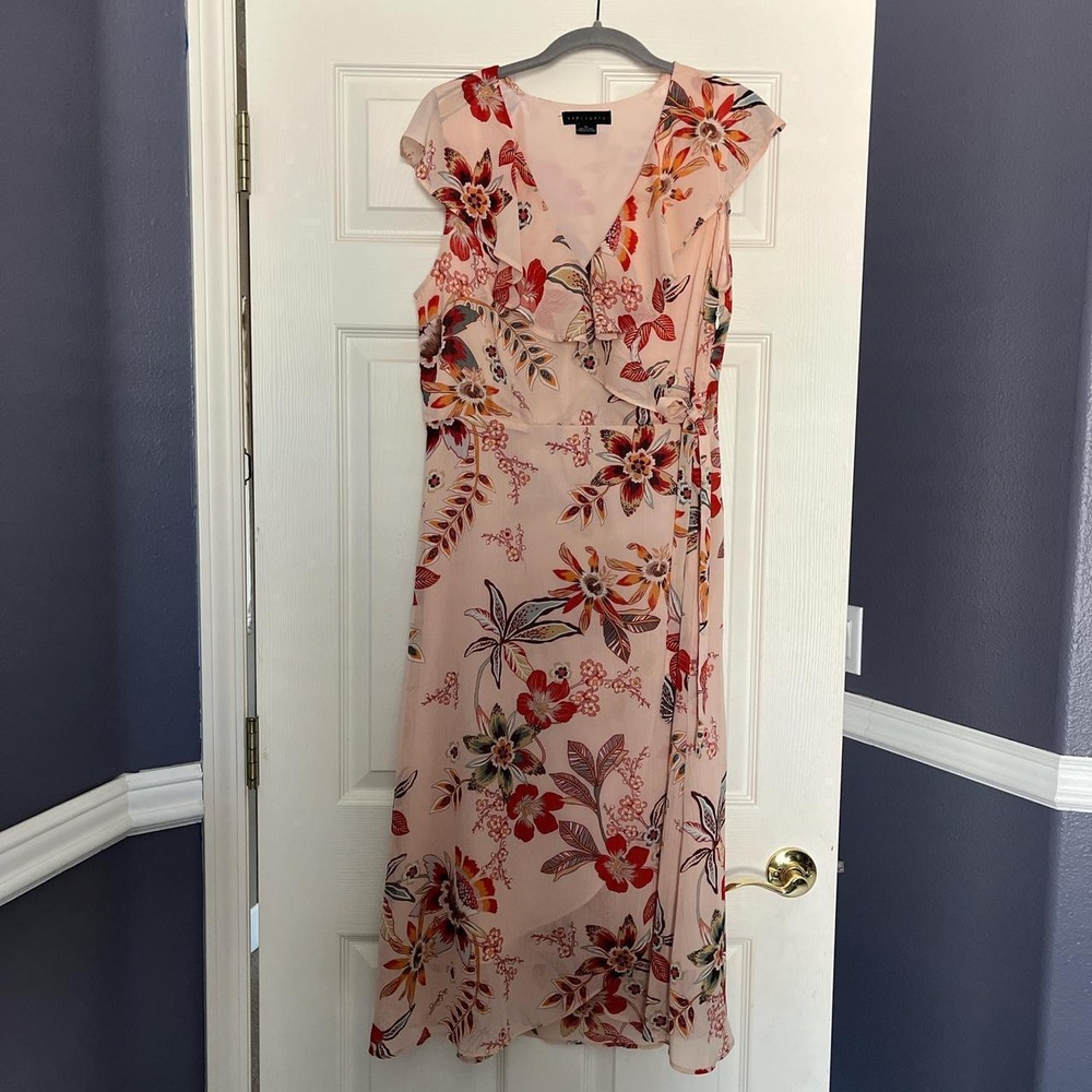 Sanctuary botanical ruffle sleeveless Dress coquette fairy wrap cottage